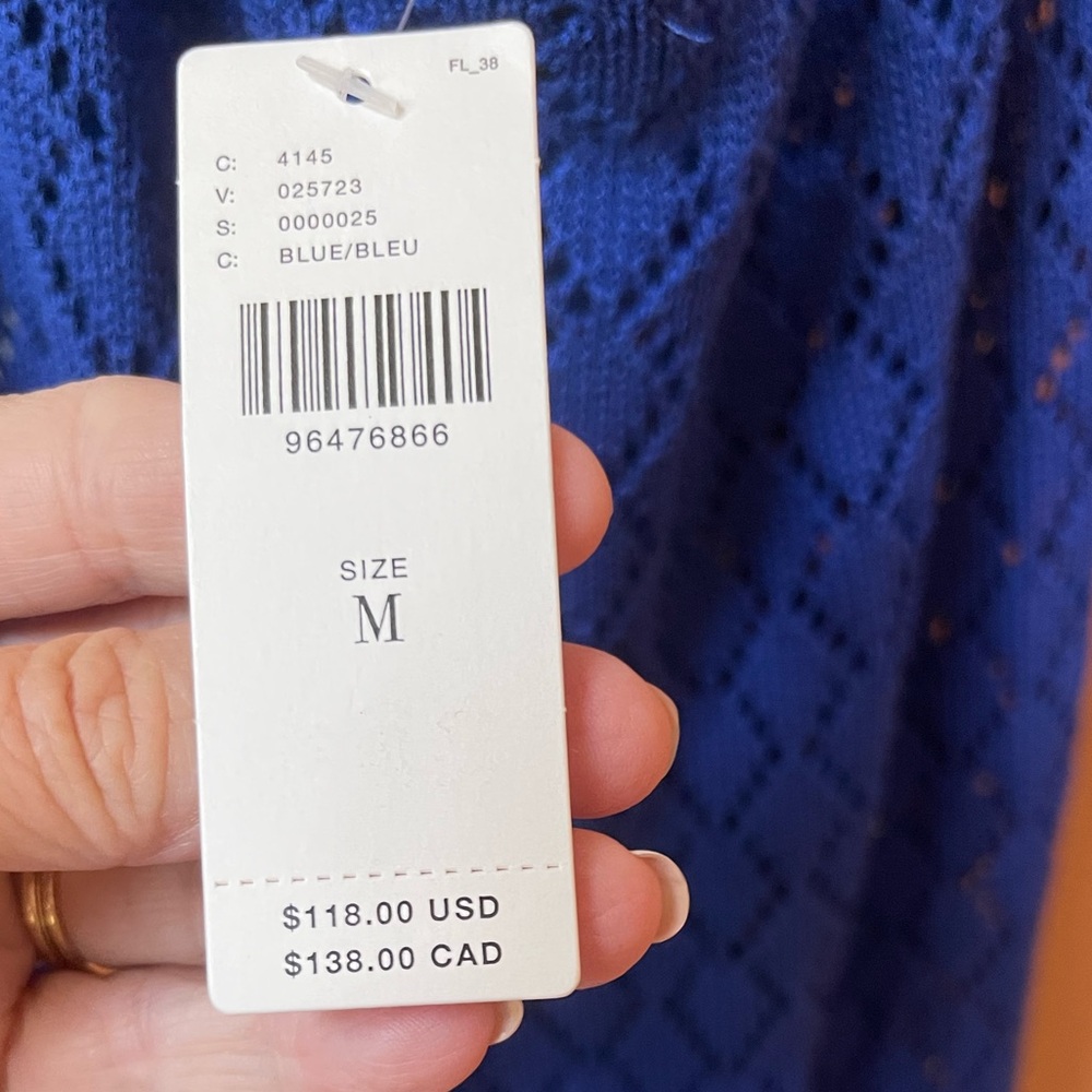 Anthropologie NWT Sz M stunning blue crocheted top-rated halter cover-up dress - Picture 5 of 16